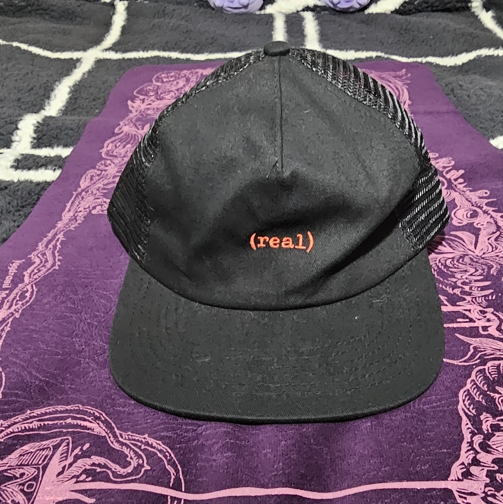 Real Skateboards Trucker Hat, Black, O/S
